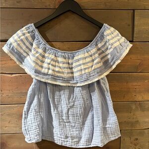 Striped Off-Shoulder Blue Top